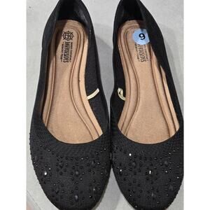 Harborside "Nannie" Black Rhinestone Trim Size 9 Flat Slip On Shoes NWOB